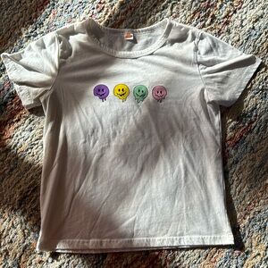 Girls Melting Face Print Short Sleeve T-Shirt s 150 which is equivalent to a 12